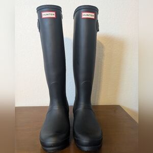 Hunter Black Knee High Rain Boots 8